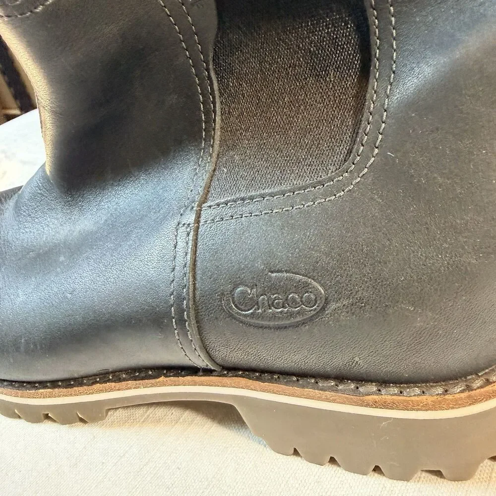 Chaco Black Leather Women's Fields Chelsea Waterproof Boot Size 6.5 Waterproof